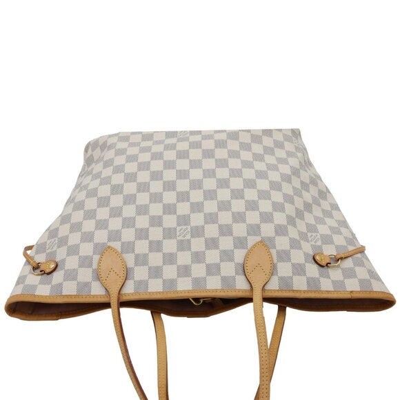 LOUIS VUITTON  Neverfull MM Damier Azur Tote Shoulder Bag Rose Ballerine - Picture 4 of 14